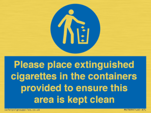 Please place extinguished cigarettes in the containers provided to ensure this area is kept clean